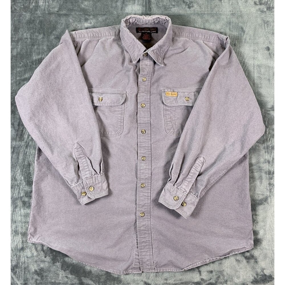 VTG Five Brother Shirt Men XL Gray Button Up Heavyweight Twill Flap Pockets